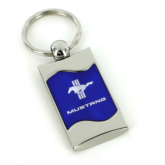 Ford Mustang Tri-Bar Keychain & Keyring - Blue Wave