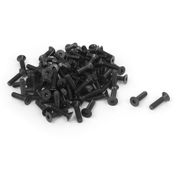 M3 x 12mm Metric Hex Socket Alloy Steel  Countersunk Flat Head Screw Bolts Black 100PCS