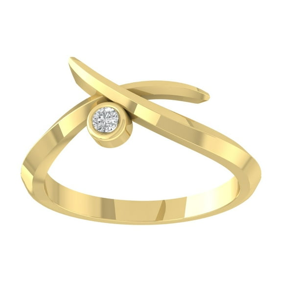 ARAIYA FINE JEWELRY 10K Yellow Gold Lab Grown Diamond Bypass Band Ring (1/20 cttw, D-F Color, VS Clarity), Size 7