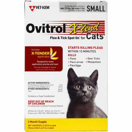 Ovitrol XTend Flea  Tick Spot On for Small Cats 2.55 lbs  3 MONTH
