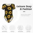 thumbnail image 4 of Balery Sunflowers Body de cuello redondo de manga corta para mujer Tops de manga corta Tops básicos-Medium, 4 of 7