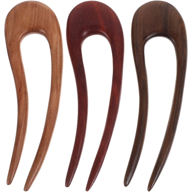 3 uds horquillas de madera pasador de pelo Vintage horquilla decorativa horquilla en forma de U horquillas de mujer