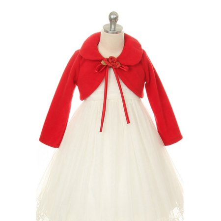 Kids Dream Red Flower Special Occasion Fleece Bolero Jacket Girl 12