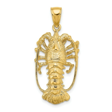 14k Yellow Gold Lobster Pendant for Men or Unisex, Nautical Marine Life Jewelry with Crustacean Design, Ocean Symbol of Strength, Beach Style Coastal Fashion Accessory