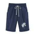 thumbnail image 4 of 2025 Clearance Items under $5.00 LEBONYARD Womens Shorts Clearance,Women's Shorts and Linen Fashionable Printing Elastic Waist 5-inch Pants Drawstring 5-inch Shorts Navy M, 4 of 4