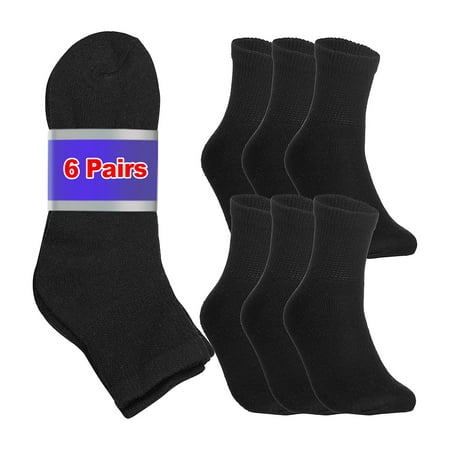 

Diabetic Socks Mens Womens Cotton Non-Binding Socks 6 Pairs ( Ankle Black - Size 9/11)