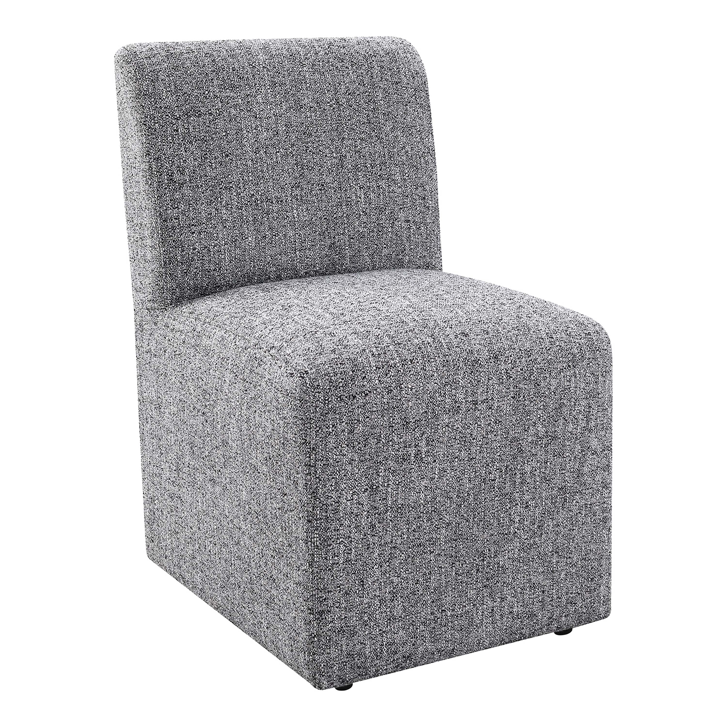Furniture of America Jaine Modern Fabric Solid Back Dining Side Chairs with Casters, Pewter Gray (Set of 2)