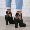 thumbnail image 3 of SACFOF Women's Cutout Peep Toe Stacked Chunky Heels Sandals Summer Ankle Strap Buckle High Heel Booties, 3 of 5