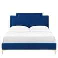 thumbnail image 5 of Platform Bed Frame, King, Blue Navy, Velvet, Mid Century French Bedroom, Modern Contemporary Boutique HB35452, 5 of 12