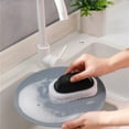 thumbnail image 1 of Solid Color Striped Handle Cleaning Brush Sponge Wipe Tile Kitchen Cleaning Sponge Wipe Decontamination Scouring Brush, 1 of 4