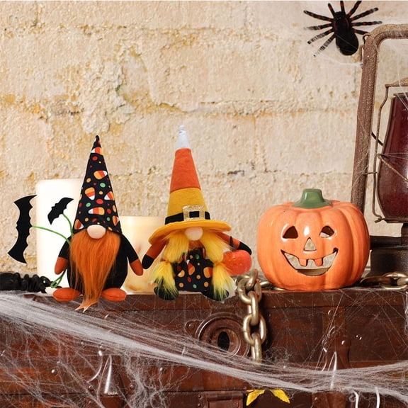 Halloween Gnomes Decorations for Home, Set of 2 Plush Bat Pumpink Gnomes, Handmade Tomte Gnome Dolls for Halloween Decor, for Women, Christmas, Party