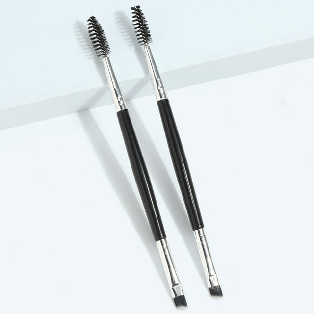 2 Pcs Duo Brosse à Sourcils Brosse à Sourcils Inclinée et Brosse Spoolie Mini Brosse à Cils pour Teinture Sourcils Inclinés