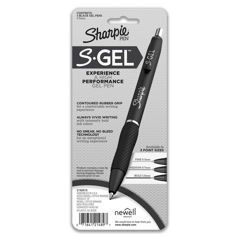 Sharpie S Gel Pens Fine Point 0.5 mm Black Barrels Assorted Ink