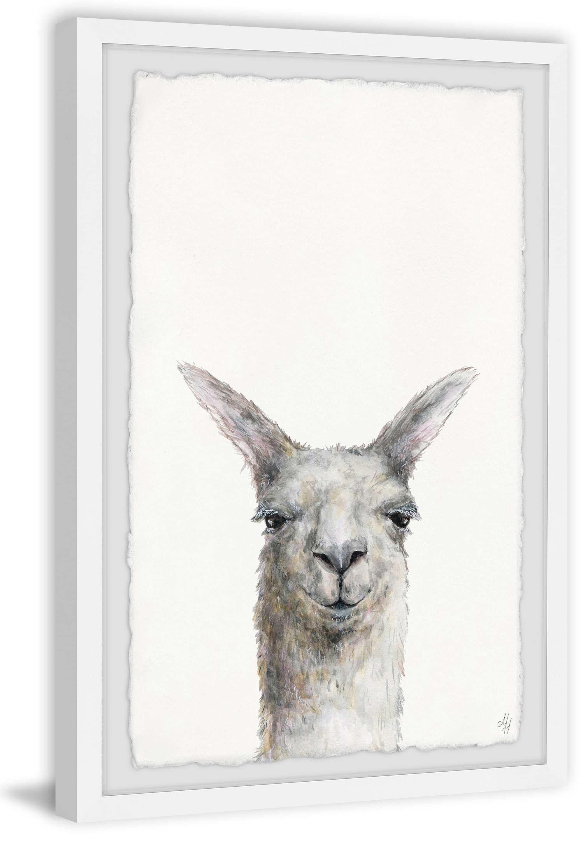 Marmont Hill Mischievous Llama Framed Wall Art, 24.00" x 1.50"