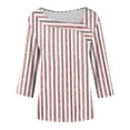 thumbnail image 6 of VEKDONE Womens Stripe Plus Size Tops 3/4 Length Sleeve Loose Fit Blouse Asymmetrical Neck Button Tunic Tops Summer Fashion Clothes Orange XL, 6 of 7