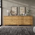 thumbnail image 2 of 12 Drawers Dresser for Bedroom, 2-in-1 Modern Wooden Chest of Drawers, 94" Wide, Oak Brown Wood Finish, 2 of 8