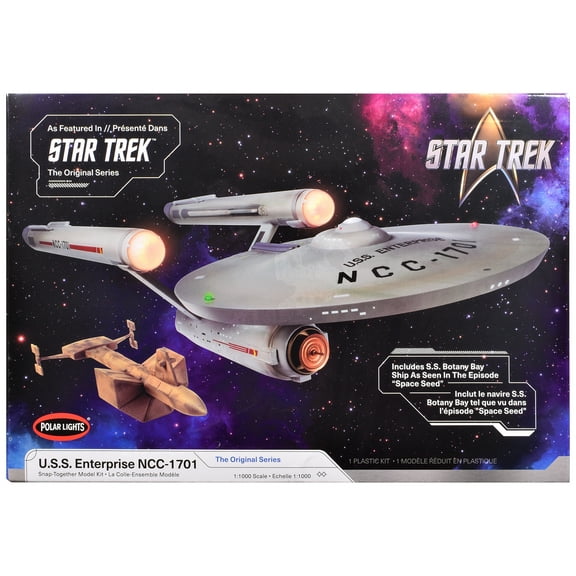 Skill 2 Model Kit U.S.S. Enterprise NCC-1701 Spaceship "Star Trek" (1966) TV Series 1/1000 Scale Model by Polar Lights