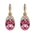 thumbnail image 5 of Yoursfs Pink Crystal Clip on Earrings for Women Wedding Birdal Gold Plated Non Pierced Ears Oval Cubic Zirconia Dangle Earrings Clips, 5 of 6