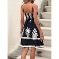 thumbnail image 4 of Women Floral Sundress Spaghetti Strap Flowy Beach Vacation Boho Mini Dresses Dark Blue S, 4 of 10