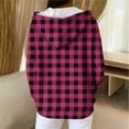 thumbnail image 6 of Zedker Casual Plaid Prints Drawstring Zipper Hooded Jackets Classic Women's Long Sleeve Fall Winter Ribbed Kniited Tops with Pockets,Hot Pink,M, 6 of 8