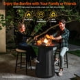 thumbnail image 5 of 3-Piece Outdoor Fire Pit Bar Set Patio Conversation Dining Bistro Set with 40000BTU Propane Round Fire Table 2 Swivel Barstools Chairs, Black, 5 of 9