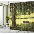 thumbnail image 5 of Ambesonne Nature Shower Curtain, Wooden Bench at Park, 69"Wx75"L, Green Brown, 5 of 5
