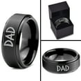 thumbnail image 4 of Tungsten Dad Typography Writing Band Ring 8mm Men Women Comfort Fit Black Step Bevel Edge Brushed Polished, 4 of 4