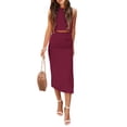 thumbnail image 1 of Conjunto de Verano para Mujer de 2 Piezas PRETTYGARDEN Rojo Vino XL, 1 of 8