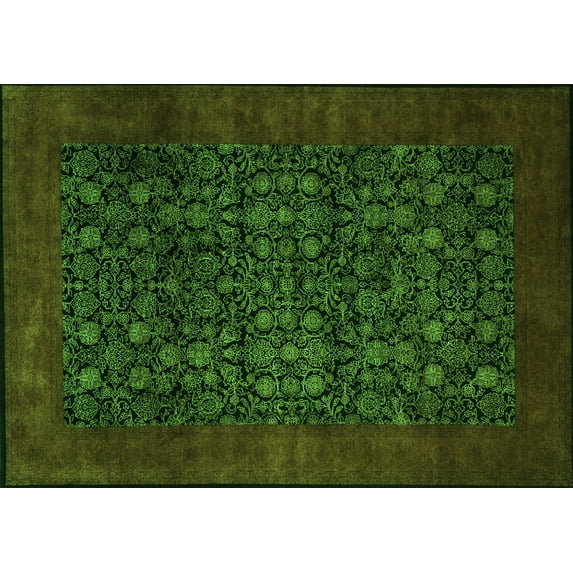Ahgly Company Indoor Rectangle Persian Green Traditional Area Rugs, 7' x 9'