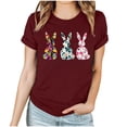 thumbnail image 3 of VBTAPA Easter Teacher T-Shirt for Women Cute Bunny Eggs Graphic Tees Funny Novelty Shirt Holiday Party Blouse Tops Wine S, 3 of 6