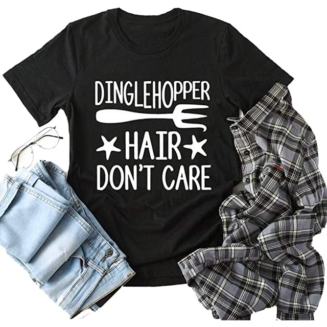 YourTops T-Shirt pour Femmes « Dinglehopper Hair don't Care » (US M, 2-Black)