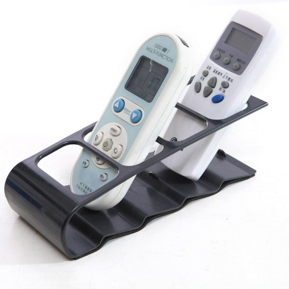 OUNONA Black Plastic TV Remote Control Storage Organizer Stand with Curved Design for Living Room