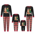 thumbnail image 1 of Pijamas navideños familiares a juego, pelele para bebé/camiseta de manga larga con estampado de árbol de Navidad y ciervos y pantalón a cuadros., 1 of 10