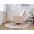 thumbnail image 4 of Accent Rocking Chair, Teddy Upholstered Nursery Glider Rocker with High Backrest, Comfy Reading Chair Lounge Chair with Side Pocket, Living Room Armchair with Solid Wood Base for Nursery, Beige, 4 of 7
