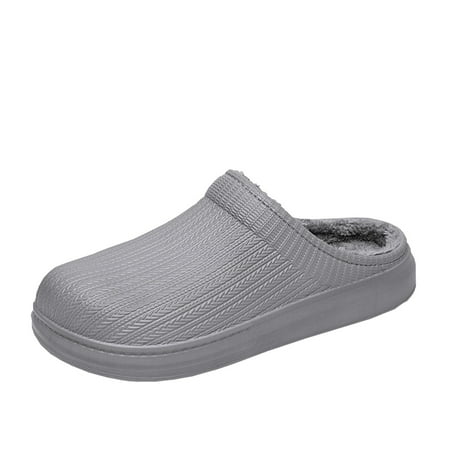 

Yoslce Slippers for Men Casual Winter Solid Ankle Short Bootie Waterproof Footwear Warm Shoes Hiking Shoes for Men Gray 43