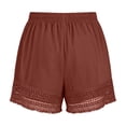thumbnail image 6 of Womens Casual Shorts Wide Leg Bermuda Shorts Elastic High Waist Lace Trim Summer Beach Shorts with Pocktes, M, 6 of 7