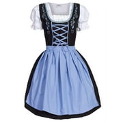 4 Pieces Women's German Dirndl Dress Costumes for Bavarian Oktoberfest Short Sleeve Cute Mini Dress Vintage Dress Festival Dress