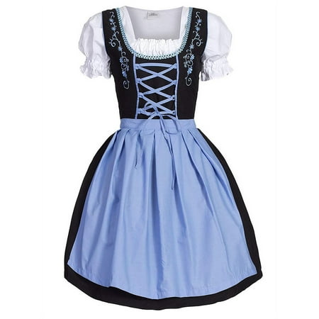 4 Pieces Women's German Dirndl Dress Costumes for Bavarian Oktoberfest Short Sleeve Cute Mini Dress Vintage Dress Festival Dress