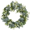 thumbnail image 1 of Corona de eucalipto artificial de 30 cm para puerta de entrada, corona de primavera para pared con hojas verdes, eucalipto artificial, porche, patio, jardín, festival, celebración, ventana, fiesta,, 1 of 6
