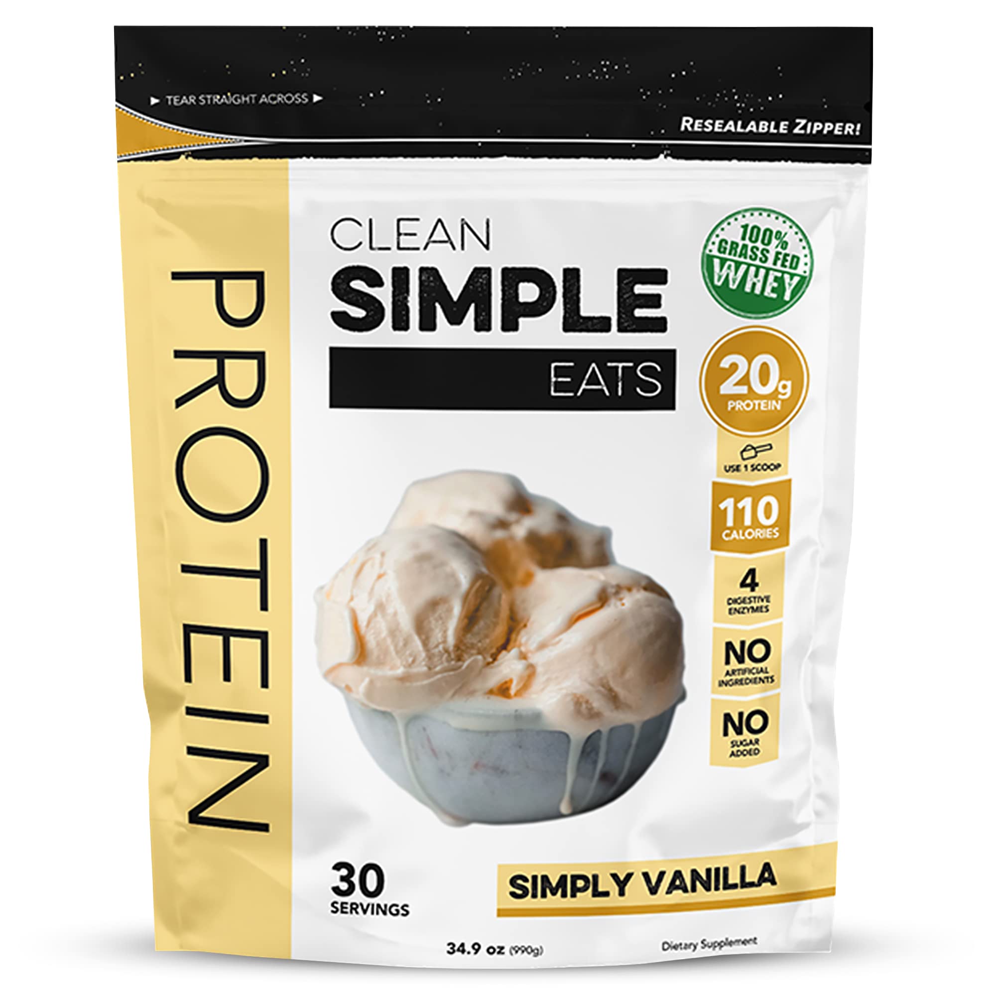 Clean Simple Eats Simply Vanilla Protein Powder (Pack of 8)