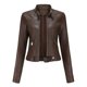 thumbnail image 2 of Chaqueta de cuero de ajuste regular con cremallera informal para mujer, 2 of 4