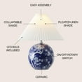 thumbnail image 4 of JONATHAN Y Shishen 19.5" Cottage Classic Chinoiserie Ceramic Orb LED Table Lamp with Pleated Shade, Navy/White, JYL5056C, 4 of 7