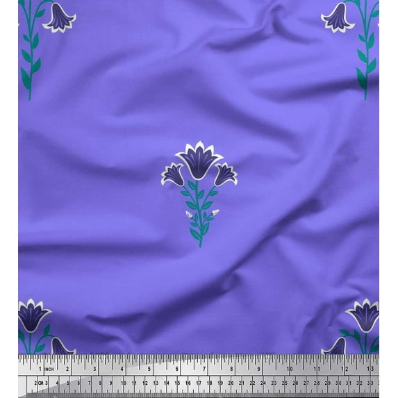 Soimoi Viscose Chiffon Fabric Leaves & Floral Artistic Print Fabric by the Yard 42 Inch Wide