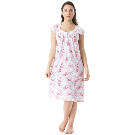 

Casual Nights Women s Short Sleeve Floral And Lace Nightgown