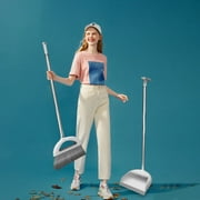 TIMIFIS Portable Broom Brooms Indoor 180 Rotatable Standing Storage Buckle Type Brooms and Dustpan Set with Scraping Teeth and Scraper Cleaning Suitable for Home Cleaning Tools
