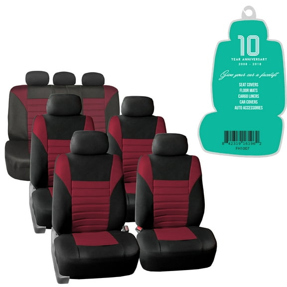 FH Group Universal Fit Car Seat Covers for SUV, VAN Sedan 3D Air Mesh - 3 Row Full Set Burgundy