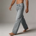 thumbnail image 4 of Fanshiluo Men's Washed Wide Leg Jeans, Mid Rise Loose Fit Vintage Denim Trousers,S,Big and Tall Men, 4 of 8