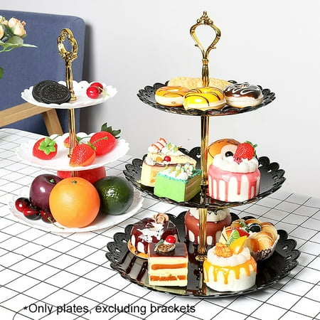 

SPRING PARK 3Pcs Cupcake Stand Plastic Tiered Serving Stand Dessert Fruit Snack Tower Tray for Wedding Home Birthday Tea Party Baby Shower