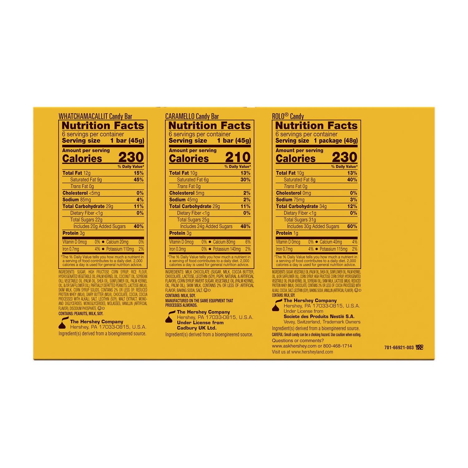 Hershey Assorted Caramel Candy, Box 29.4 oz, 18 Pieces