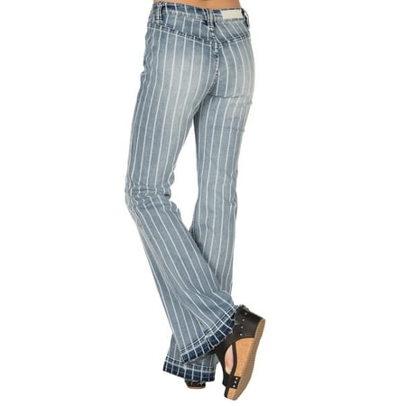Rock N Roll Cowgirl Womens Ladies High Rise Striped Trousers 32 34 Medium Wash